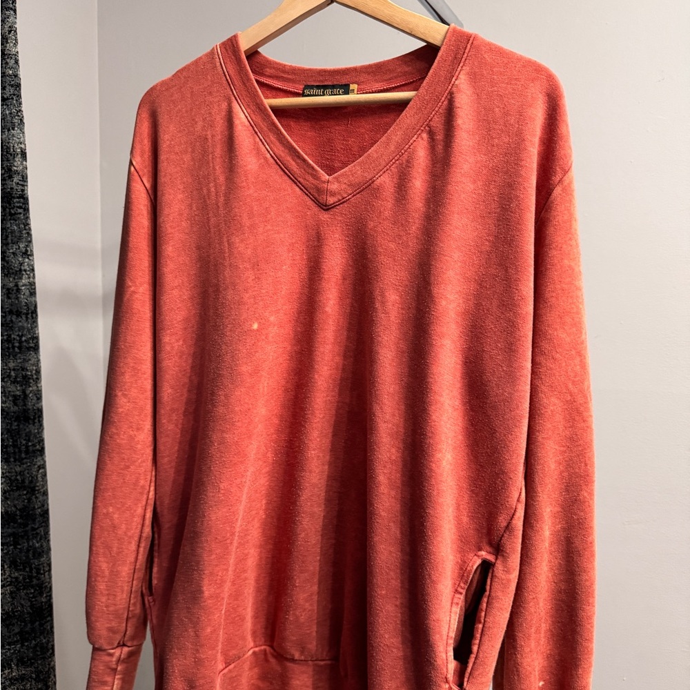 Saint Grace Red V-Neck Sweater